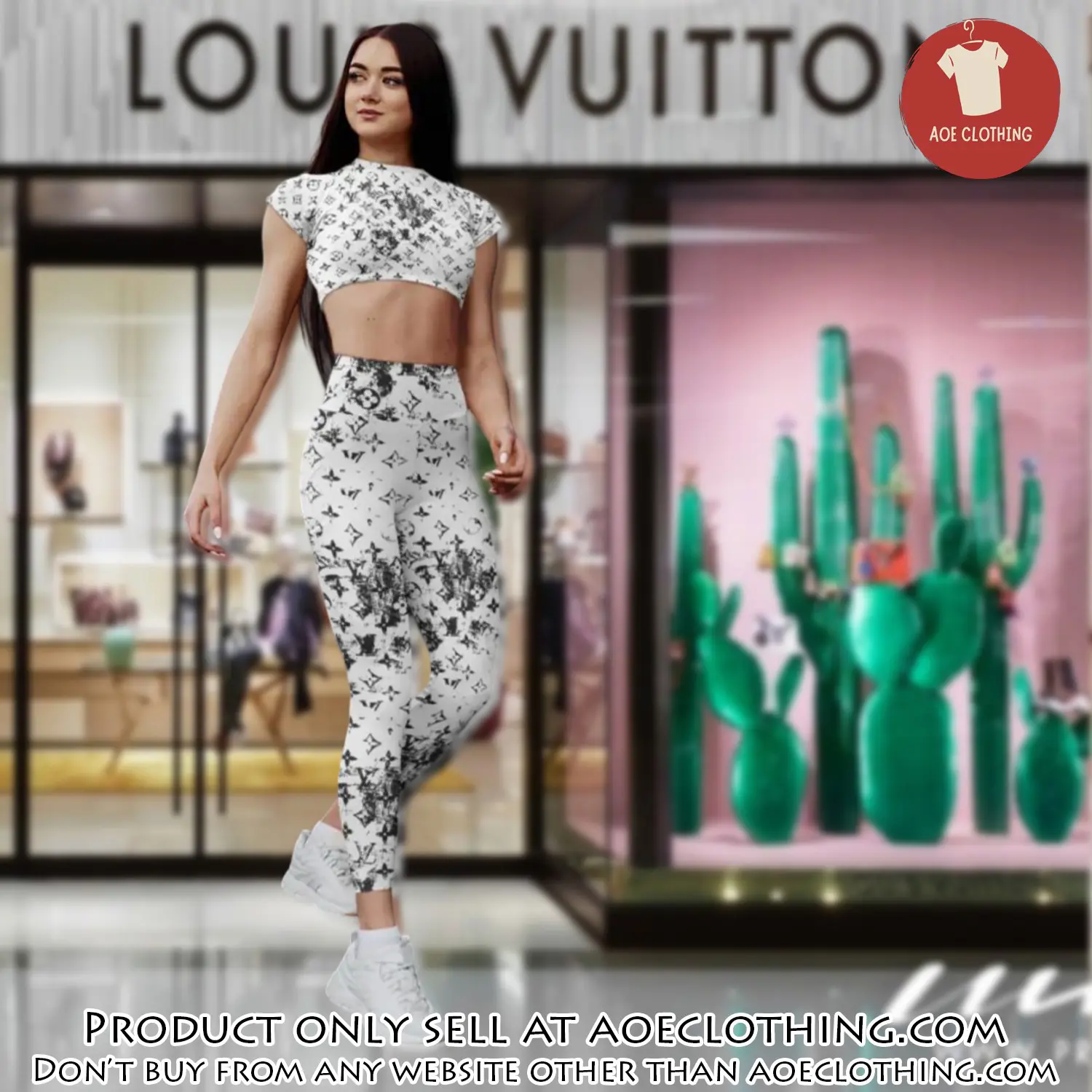 White louis vuitton luxury sportwear combo luxury brand crop top tshirt and legging for women ctl1045 aoe2157688